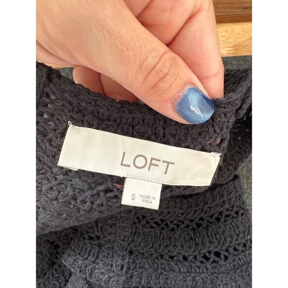 LOFT Women's Black Crochet Halter Neck Sleeveless Stretch Midi Dress,Size S,NWOT - Picture 6 of 6